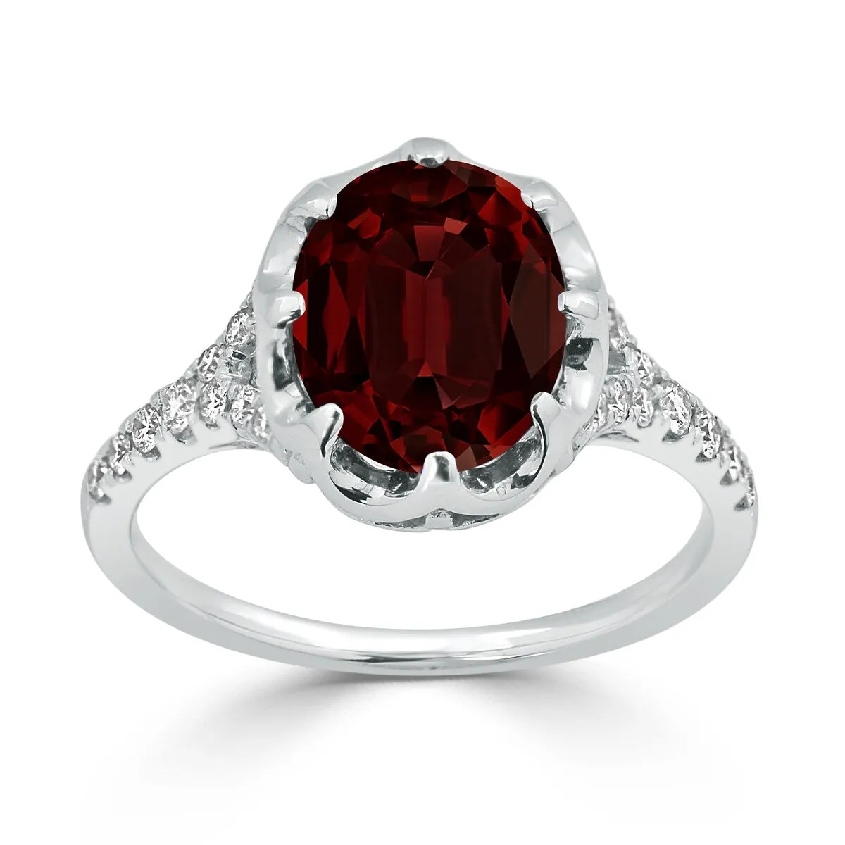 Auriya 2 7/8ct Oval Red Garnet and Diamond Ring 1/4ctw 18K Gold sold by Zulily