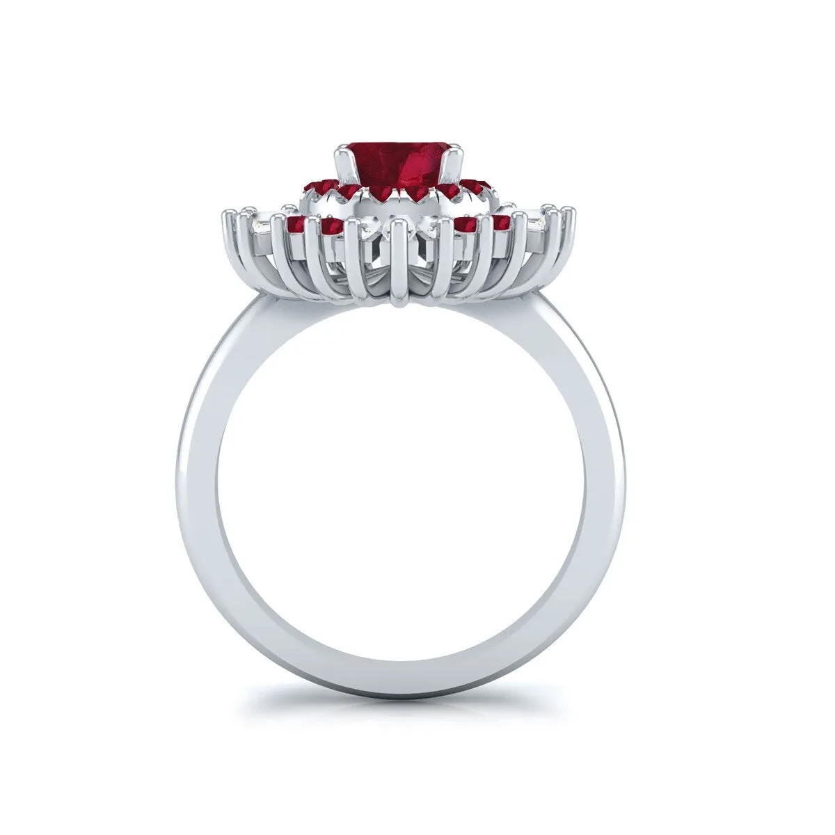 Auriya 1 1/3ct Red Ruby and Diamond Ballerina Engagement Ring 3/8ctw 14k Gold sold by Zulily product image thumbnail 4