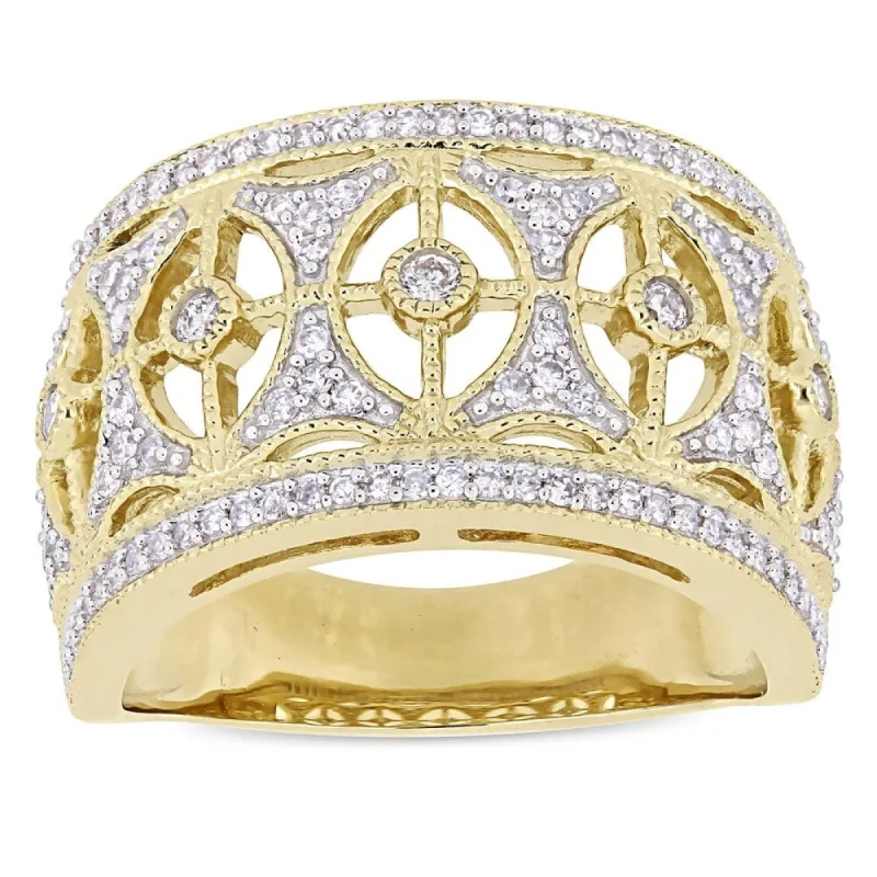 Miadora Signature Collection 10k Yellow Gold 1/2ct TDW Diamond Openwork Vintage Anniversary Ring sold by Zulily