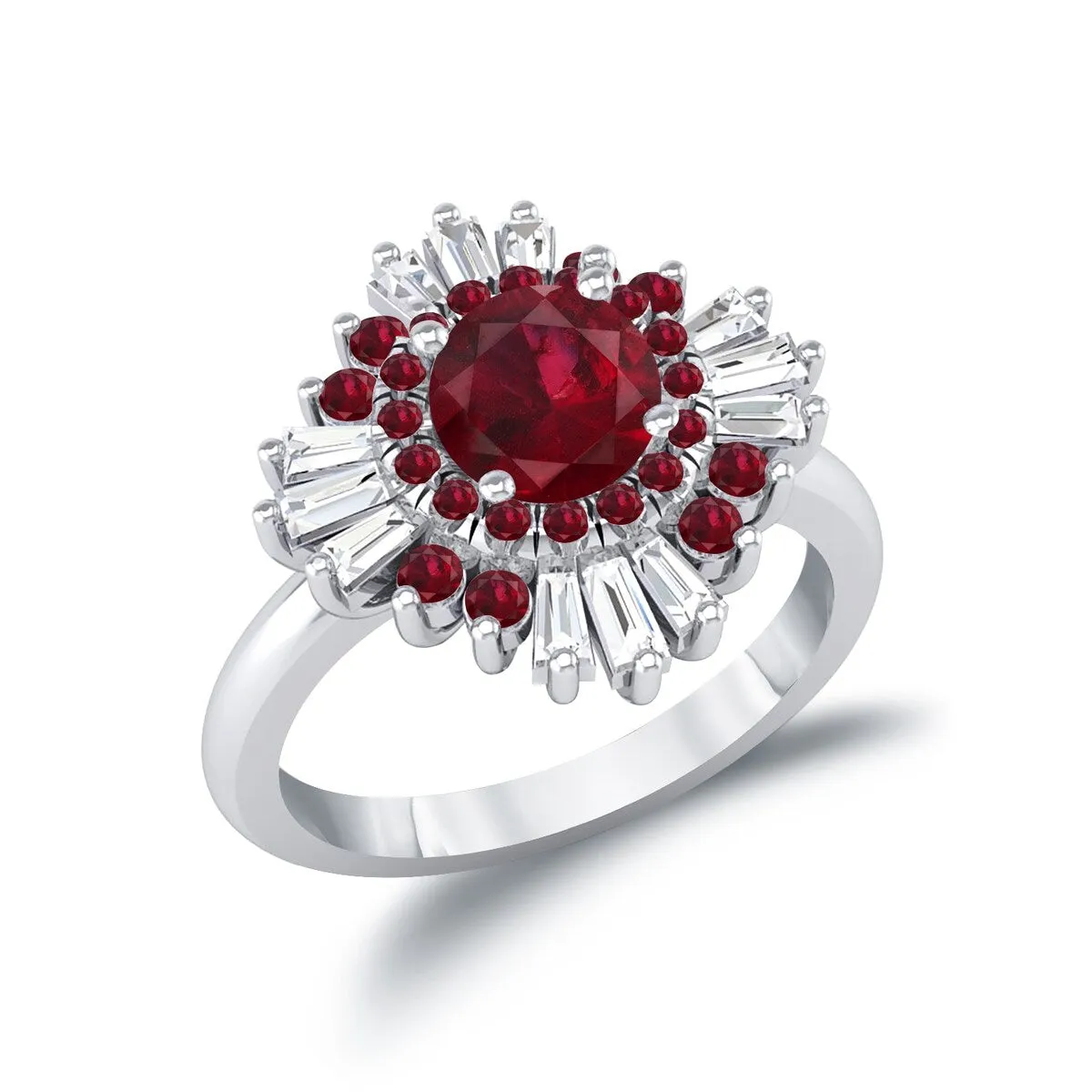 Auriya 1 1/3ct Red Ruby and Diamond Ballerina Engagement Ring 3/8ctw 14k Gold sold by Zulily product image thumbnail 5