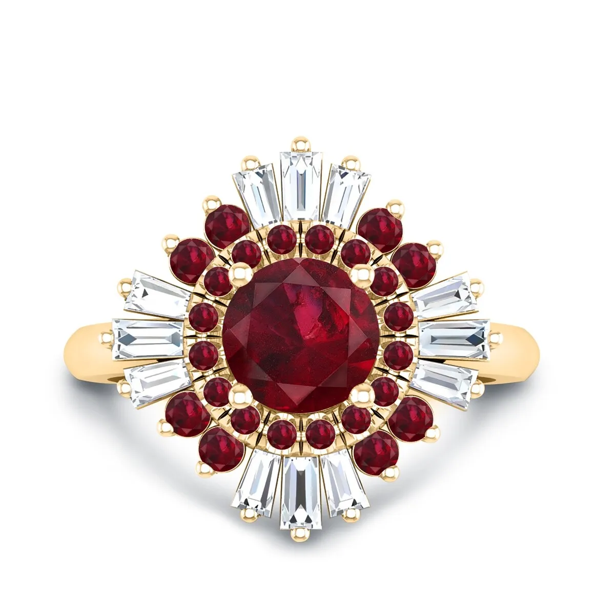 Auriya 1 1/3ct Red Ruby and Diamond Ballerina Engagement Ring 3/8ctw 14k Gold sold by Zulily product image thumbnail 2