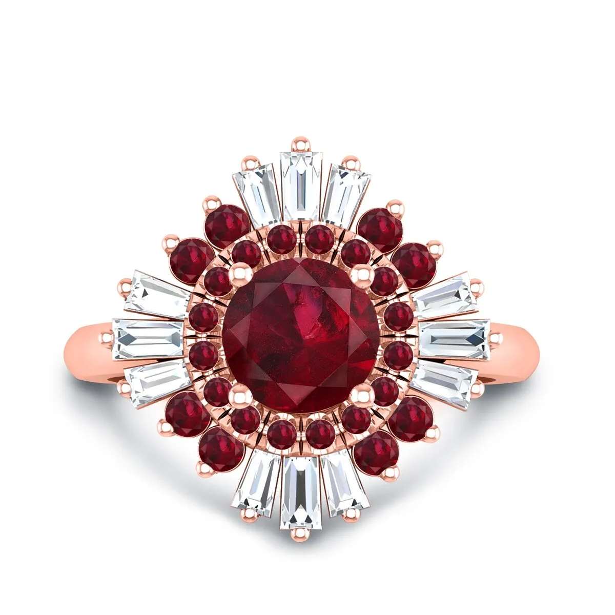 Auriya 1 1/3ct Red Ruby and Diamond Ballerina Engagement Ring 3/8ctw 14k Gold sold by Zulily product image thumbnail 3
