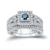 Auriya 3/5ctw Blue Halo Diamond Engagement Ring Set 14k Gold sold by Zulily