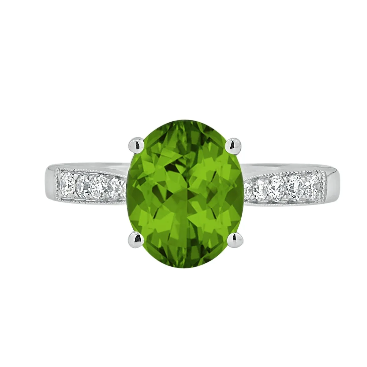 Auriya 3 1/3ct Fancy Oval Peridot and Diamond Engagement Ring 1/4ctw 14k Gold sold by Zulily product image thumbnail 2