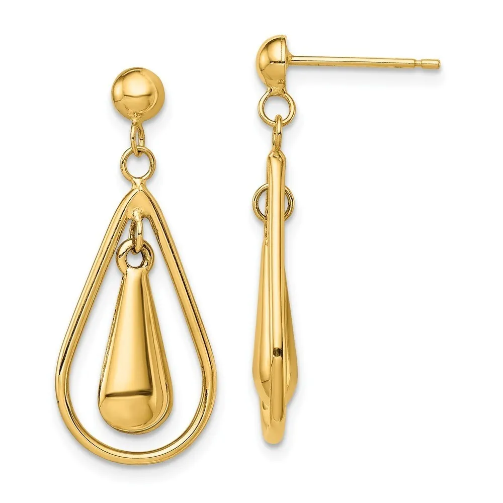 Curata 14k Yellow Gold 28x12mm Double Tear Drop Dangle Post Earrings sold by Zulily