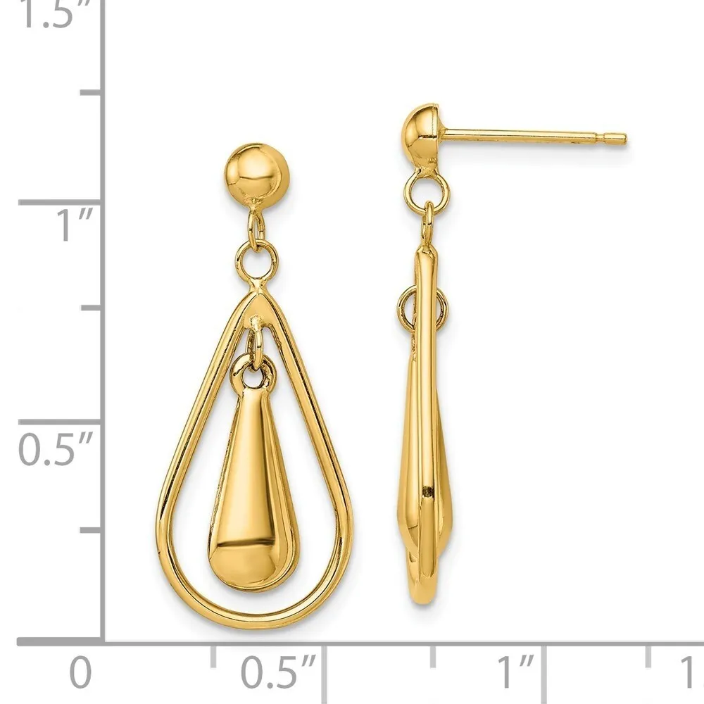 Curata 14k Yellow Gold 28x12mm Double Tear Drop Dangle Post Earrings sold by Zulily product image thumbnail 2