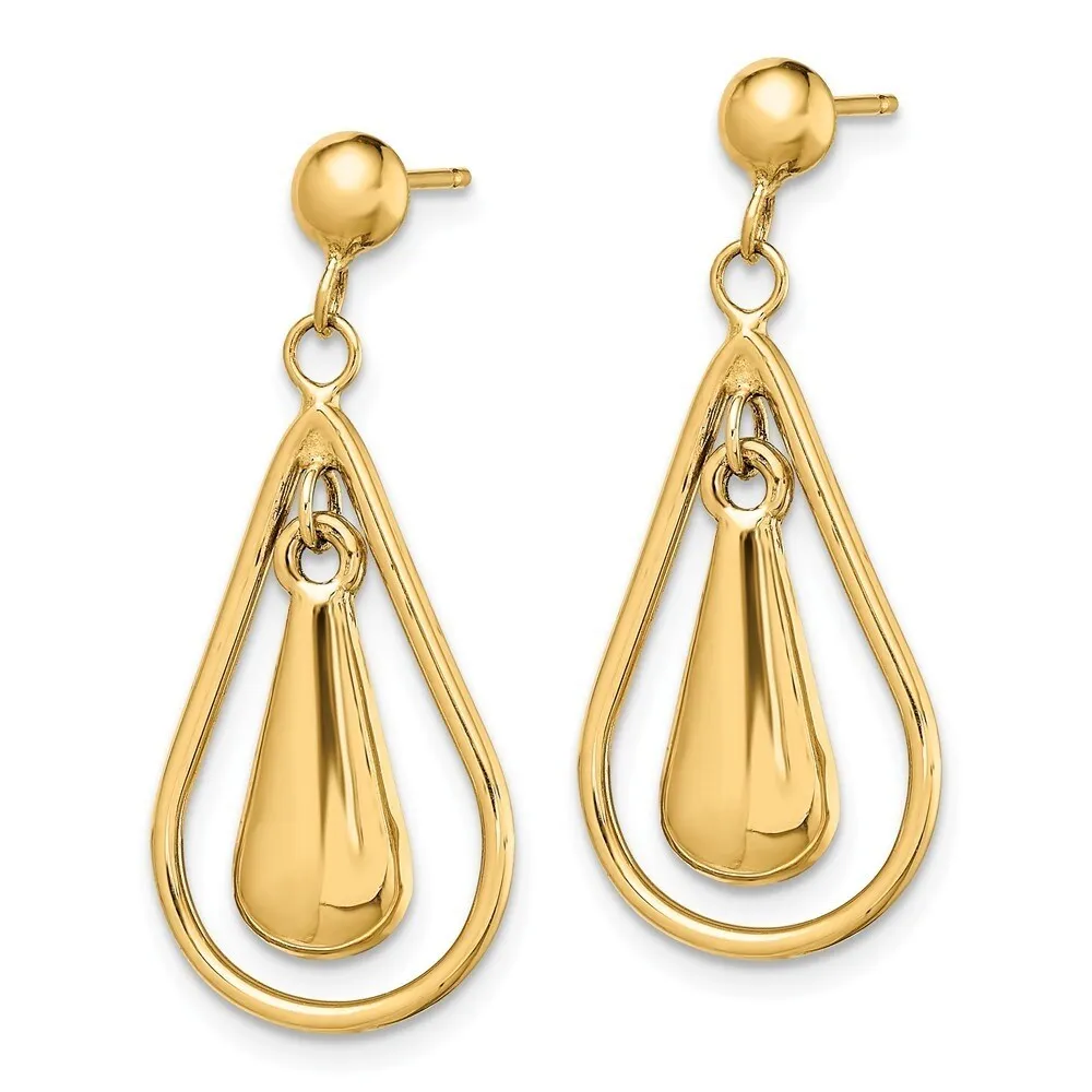 Curata 14k Yellow Gold 28x12mm Double Tear Drop Dangle Post Earrings sold by Zulily product image thumbnail 3