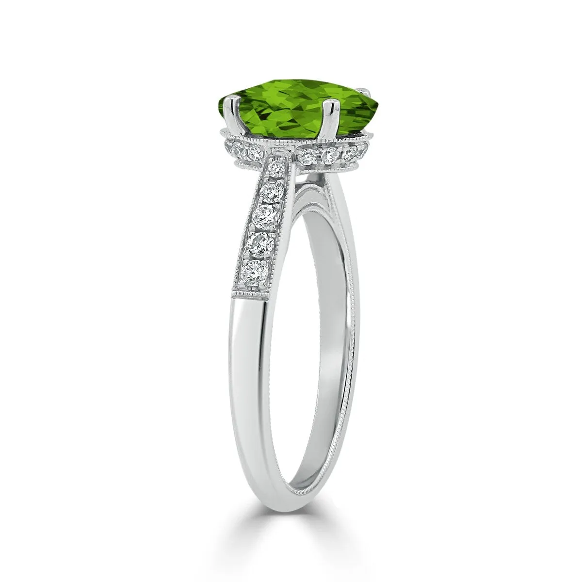 Auriya 3 1/3ct Fancy Oval Peridot and Diamond Engagement Ring 1/4ctw 14k Gold sold by Zulily product image thumbnail 4