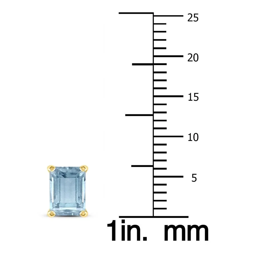 14K Yellow Gold 5x3MM Emerald Shaped Aquamarine Earrings sold by Zulily product image thumbnail 2