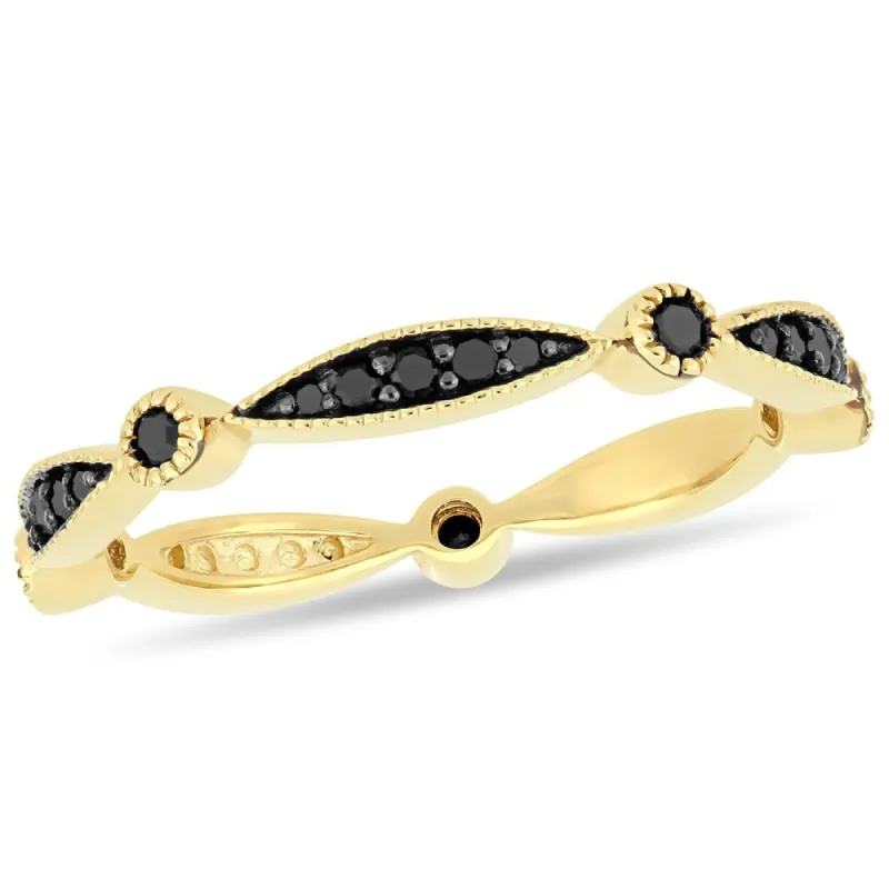 Miadora 10k Yellow Gold with Black Rhodium 1/4ct TDW Black Diamond Eternity Band sold by Zulily