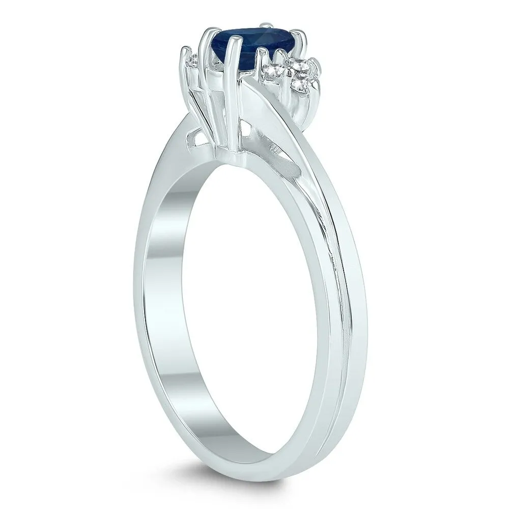 5X3MM Sapphire and Diamond Twist Ring in 10K White Gold sold by Zulily product image thumbnail 2