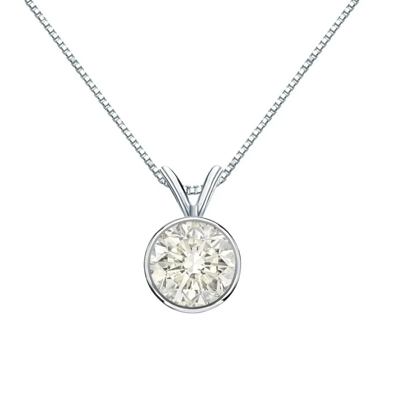 Auriya 1ctw Round Solitaire Diamond Necklace 14k Gold Bezel-set sold by Zulily