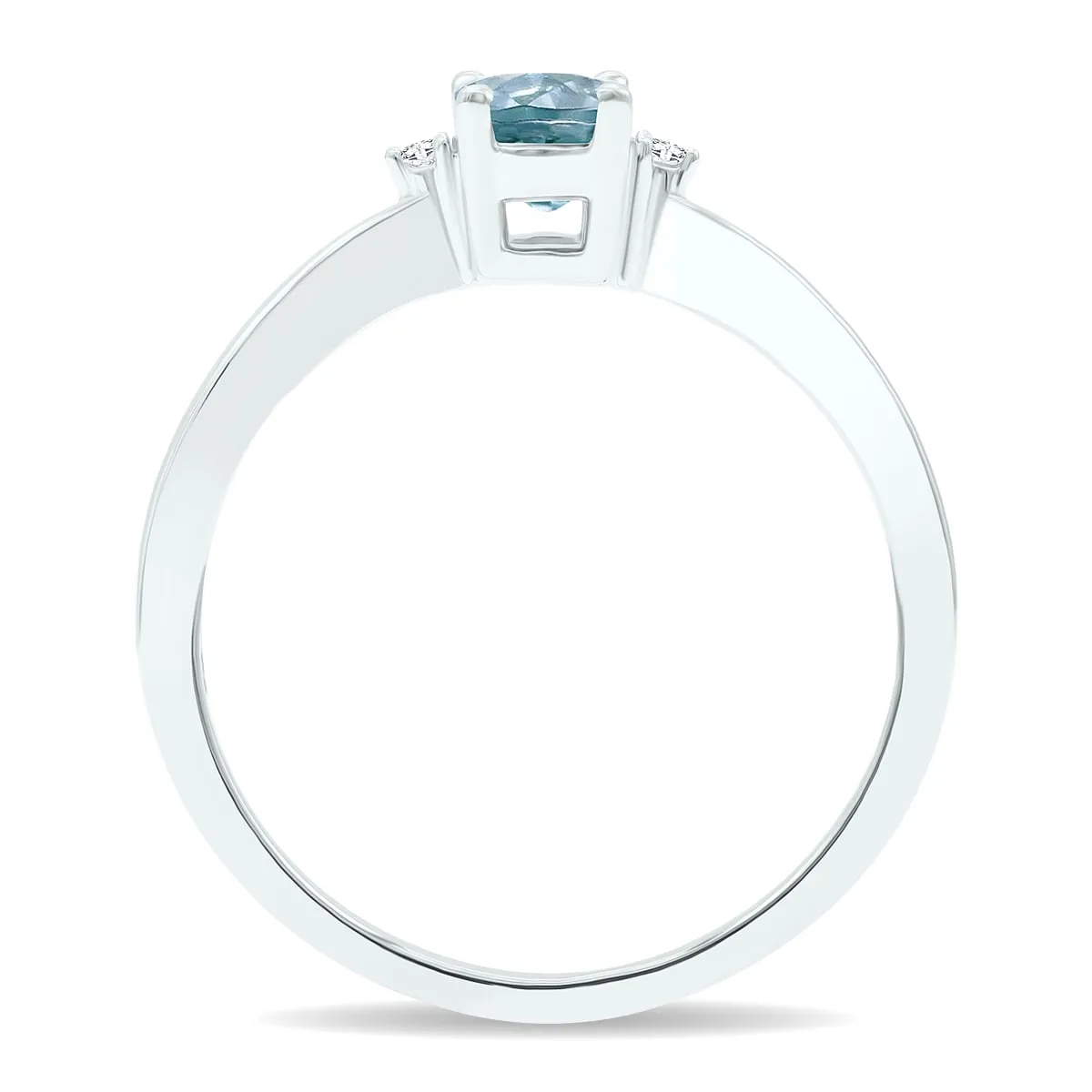 Women's Aquamarine and Diamond Classic Band in 10K White Gold sold by Zulily product image thumbnail 3