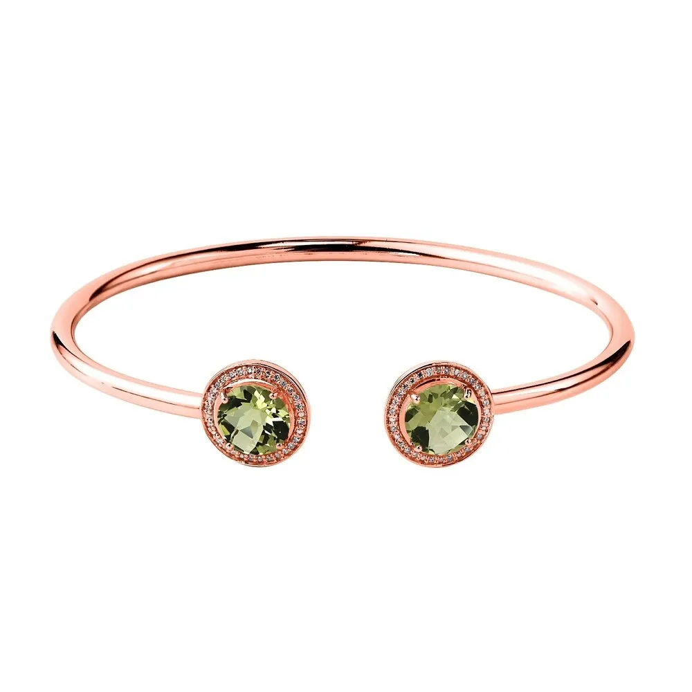 Auriya 3ct Lemon Green Quartz Gold over Silver Bangle Bracelet with Diamond Accents sold by Zulily product image thumbnail 3