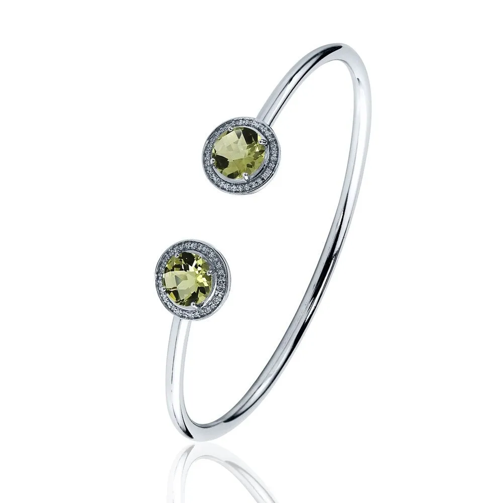Auriya 3ct Lemon Green Quartz Gold over Silver Bangle Bracelet with Diamond Accents sold by Zulily product image thumbnail 4