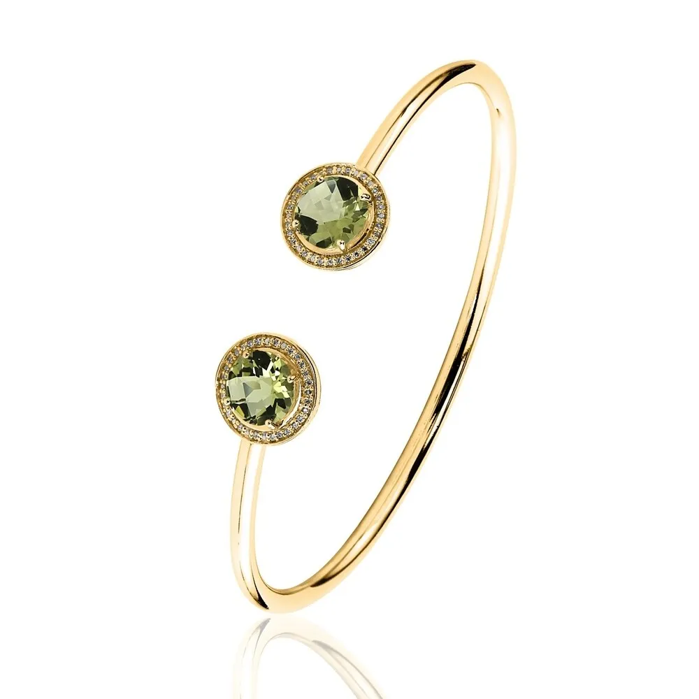 Auriya 3ct Lemon Green Quartz Gold over Silver Bangle Bracelet with Diamond Accents sold by Zulily product image thumbnail 5