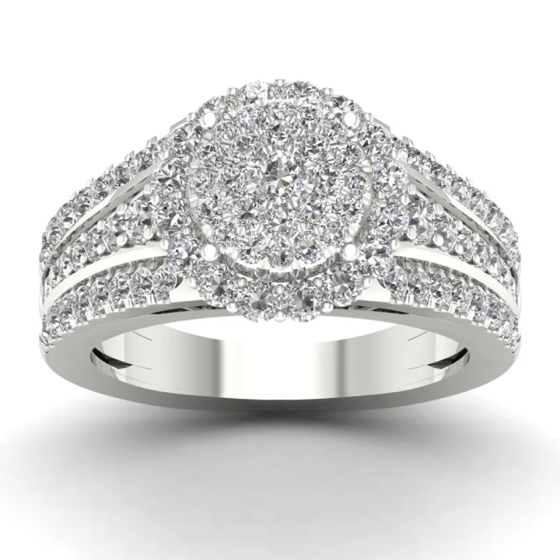 De Couer 1 1/3ct TDW Diamond Cluster Engagement Ring - White sold by Zulily