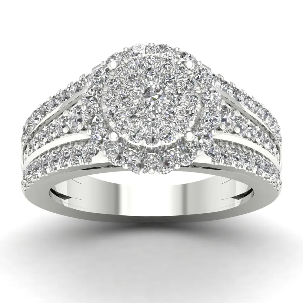 De Couer 1 1/3ct TDW Diamond Cluster Engagement Ring - White sold by Zulily