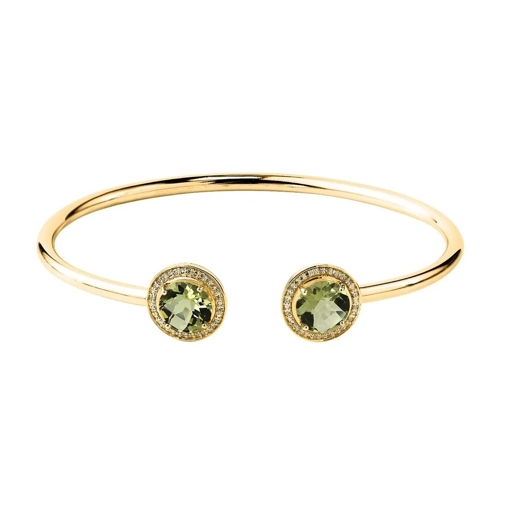 Auriya 3ct Lemon Green Quartz Gold over Silver Bangle Bracelet with Diamond Accents sold by Zulily product image thumbnail 2