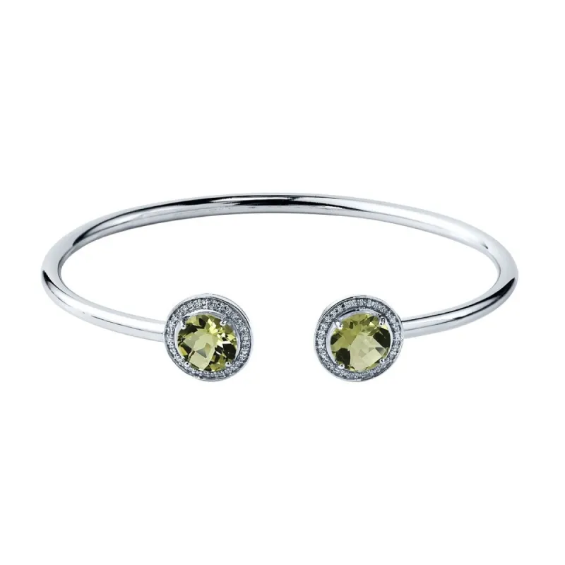 Auriya 3ct Lemon Green Quartz Gold over Silver Bangle Bracelet with Diamond Accents sold by Zulily