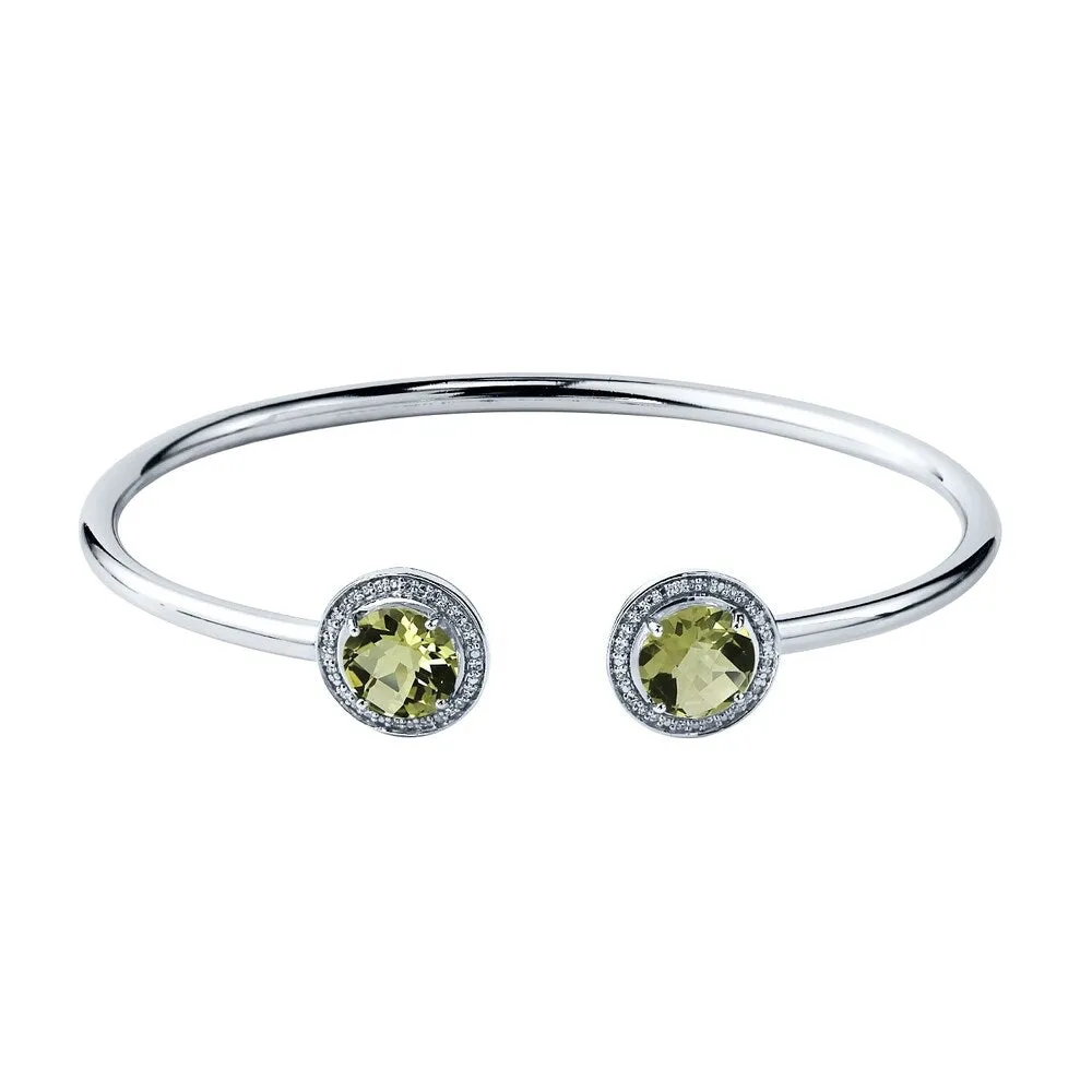 Auriya 3ct Lemon Green Quartz Gold over Silver Bangle Bracelet with Diamond Accents sold by Zulily