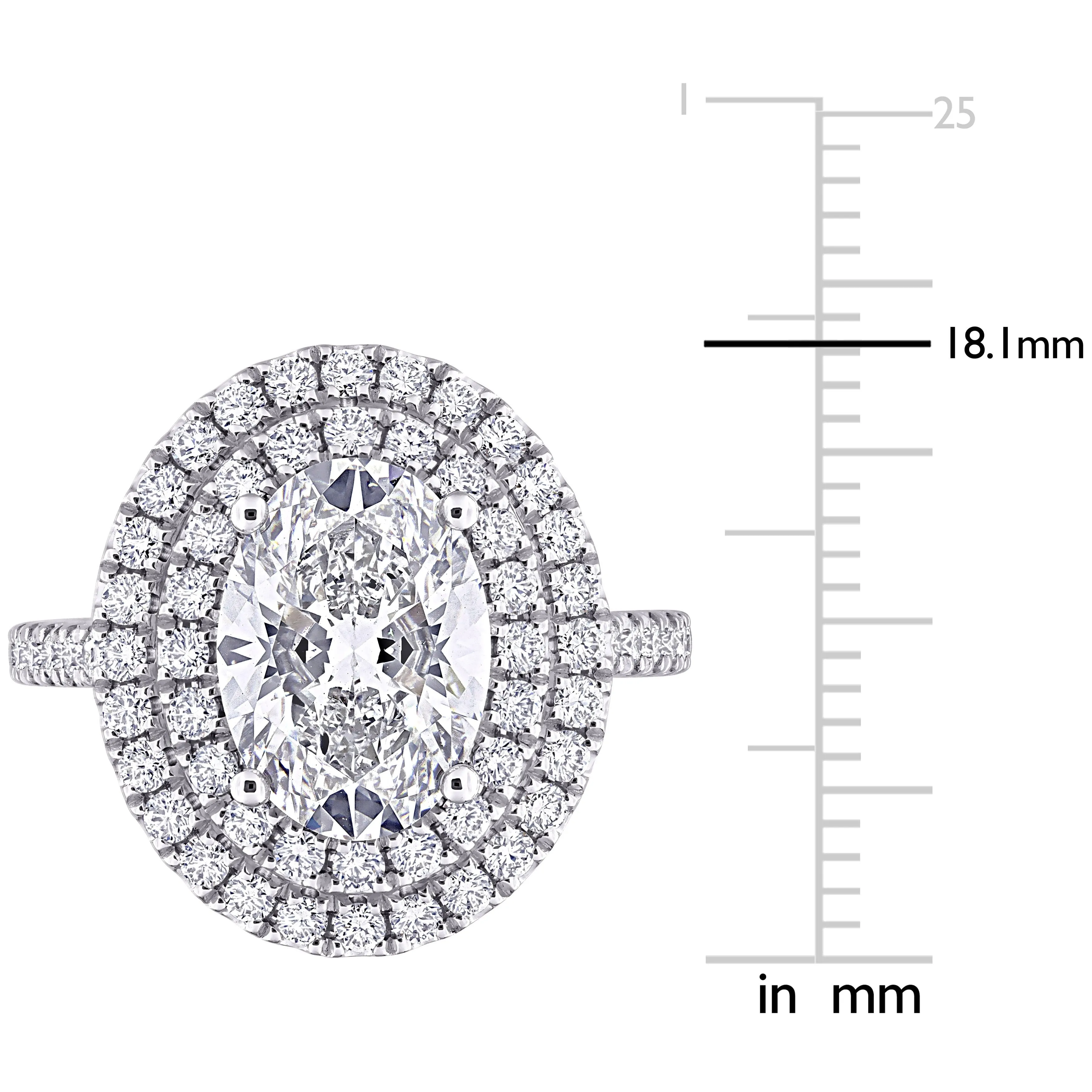 Created Forever 3 7/8ct TDW Lab-Grown Diamond and Tsavorite Accent Oval Halo Ring in 14k White Gold sold by Zulily product image thumbnail 4