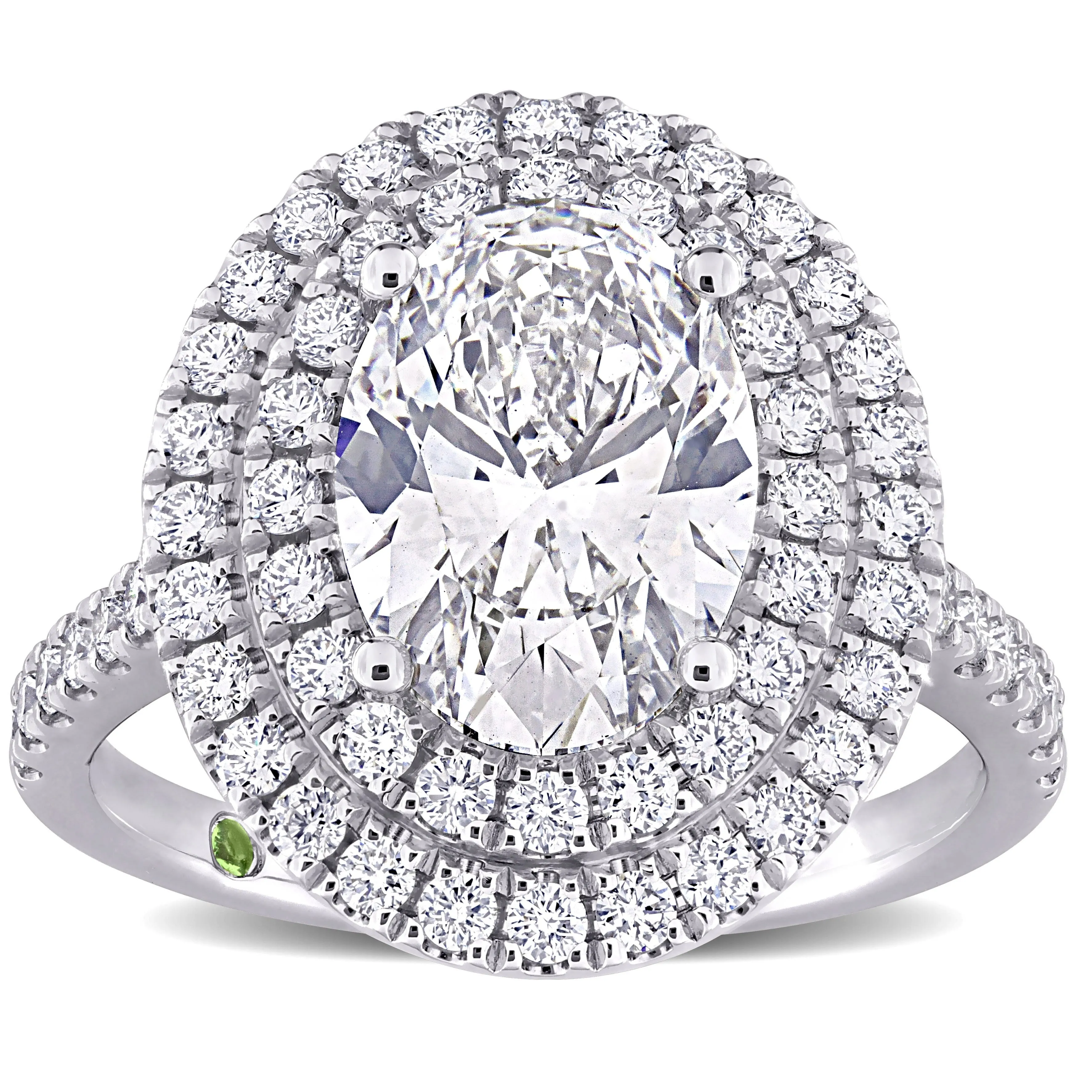 Created Forever 3 7/8ct TDW Lab-Grown Diamond and Tsavorite Accent Oval Halo Ring in 14k White Gold sold by Zulily product image thumbnail 2