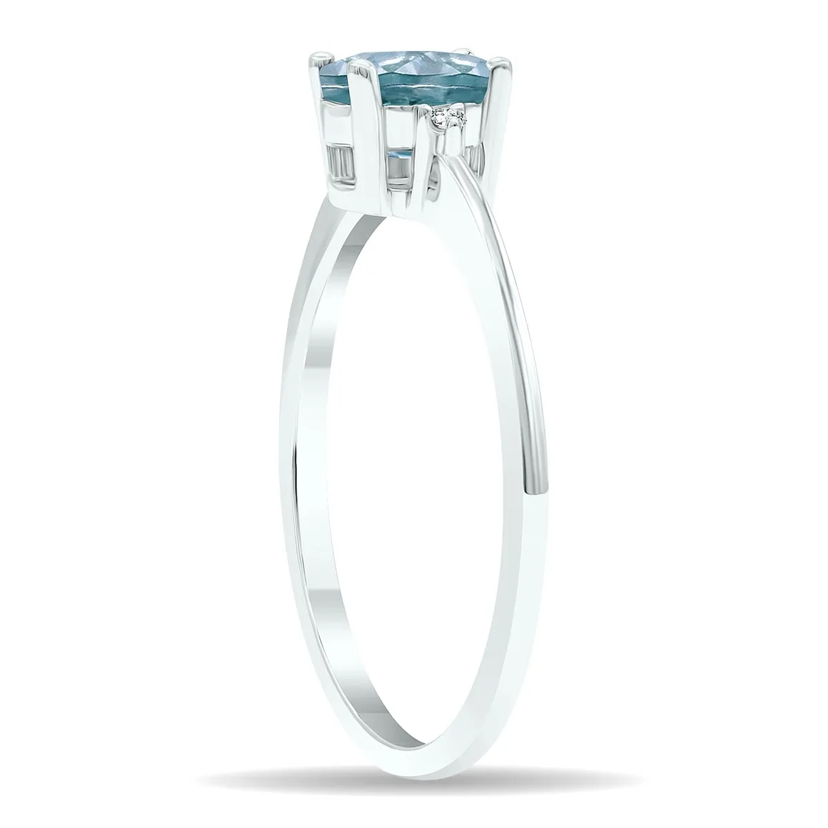 Women's Aquamarine and Diamond Classic Band in 10K White Gold sold by Zulily product image thumbnail 2