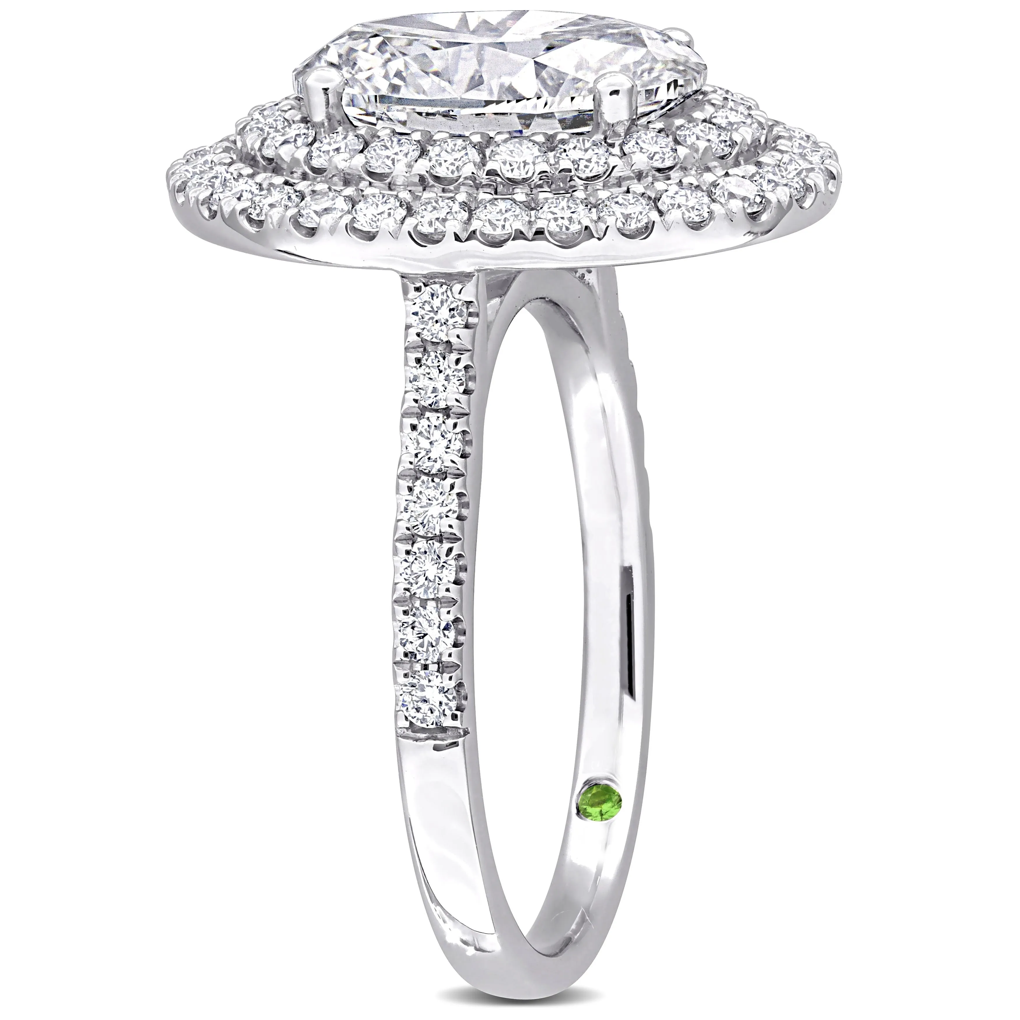 Created Forever 3 7/8ct TDW Lab-Grown Diamond and Tsavorite Accent Oval Halo Ring in 14k White Gold sold by Zulily product image thumbnail 3
