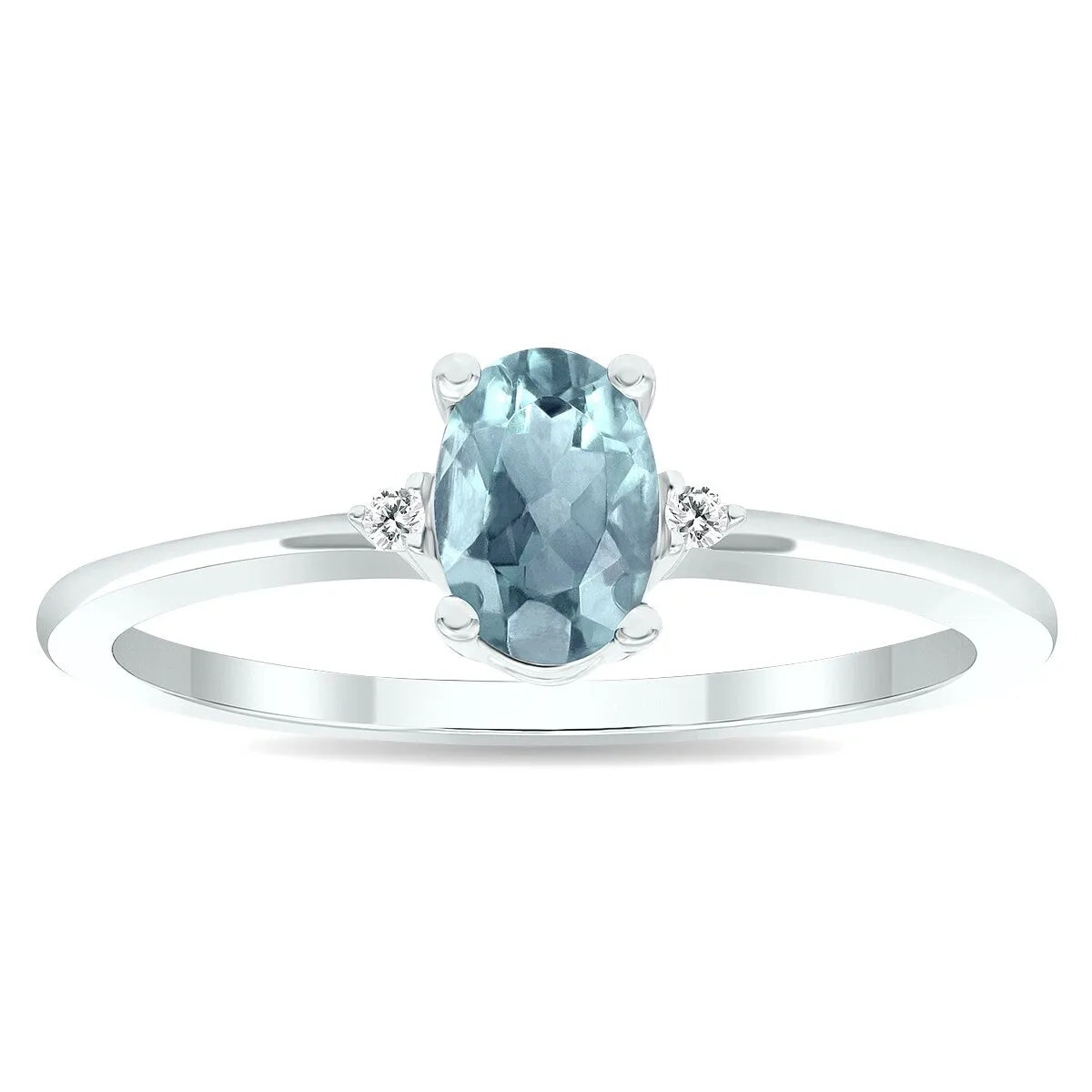 Women's Aquamarine and Diamond Classic Band in 10K White Gold sold by Zulily
