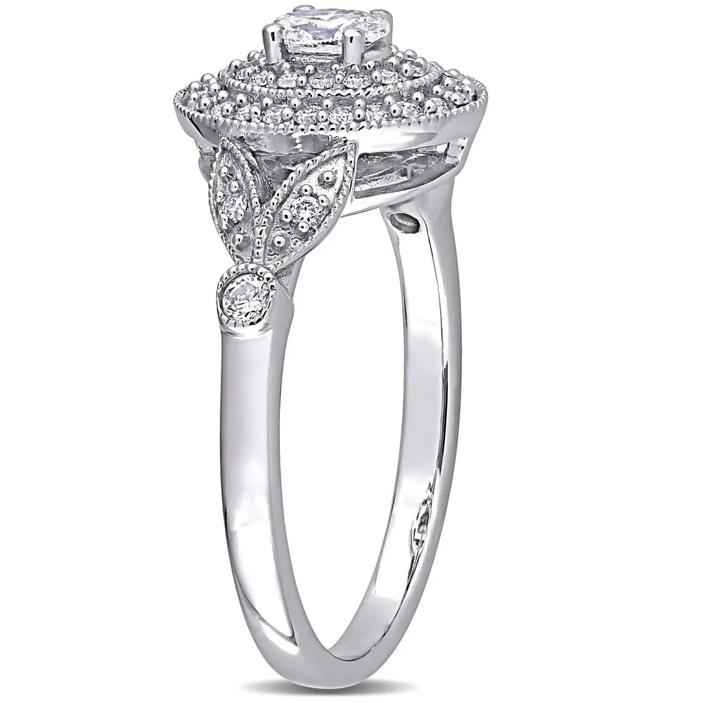 Miadora 14k White Gold 1/2ct TDW Oval Diamond Double Halo Engagement Ring sold by Zulily product image thumbnail 3