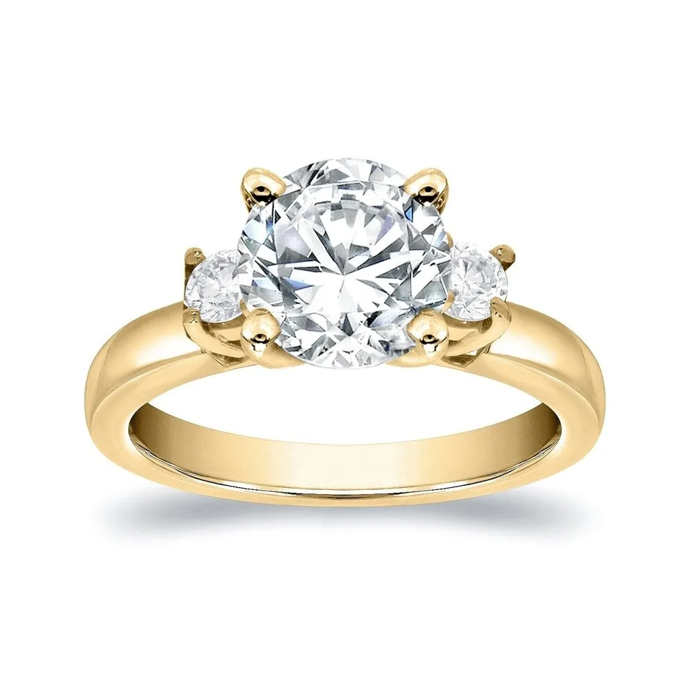 Auriya 14k Gold 3ct Moissanite and Diamond 3-Stone Engagement Ring 2/5ctw sold by Zulily product image thumbnail 2
