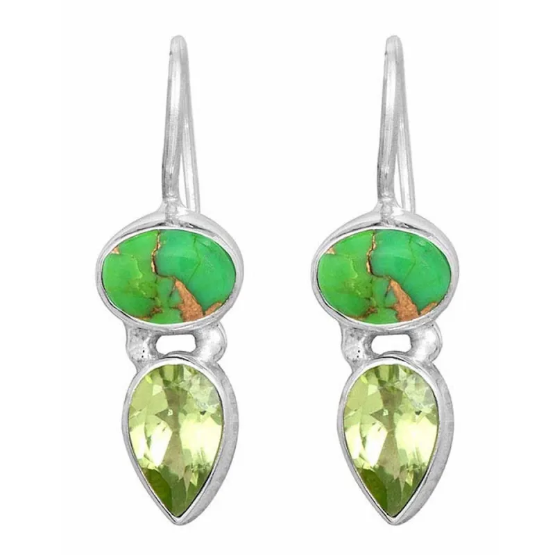 Green Turquoise and Peridot Sterling Silver Earring sold by Zulily