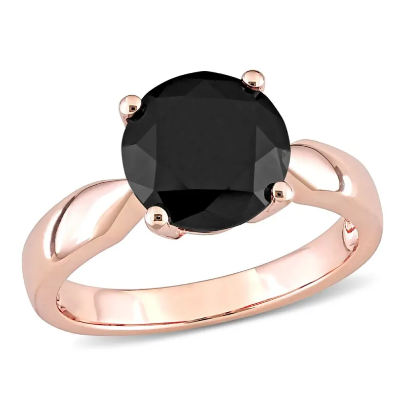 Miadora 10k Rose Gold 3ct TDW Black Diamond Solitaire Engagement Ring sold by Zulily