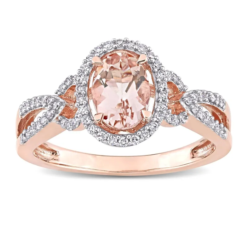Miadora 14k Rose Gold Oval-cut Morganite and 3/4ct TDW Diamond Loop Halo Engagement Ring sold by Zulily