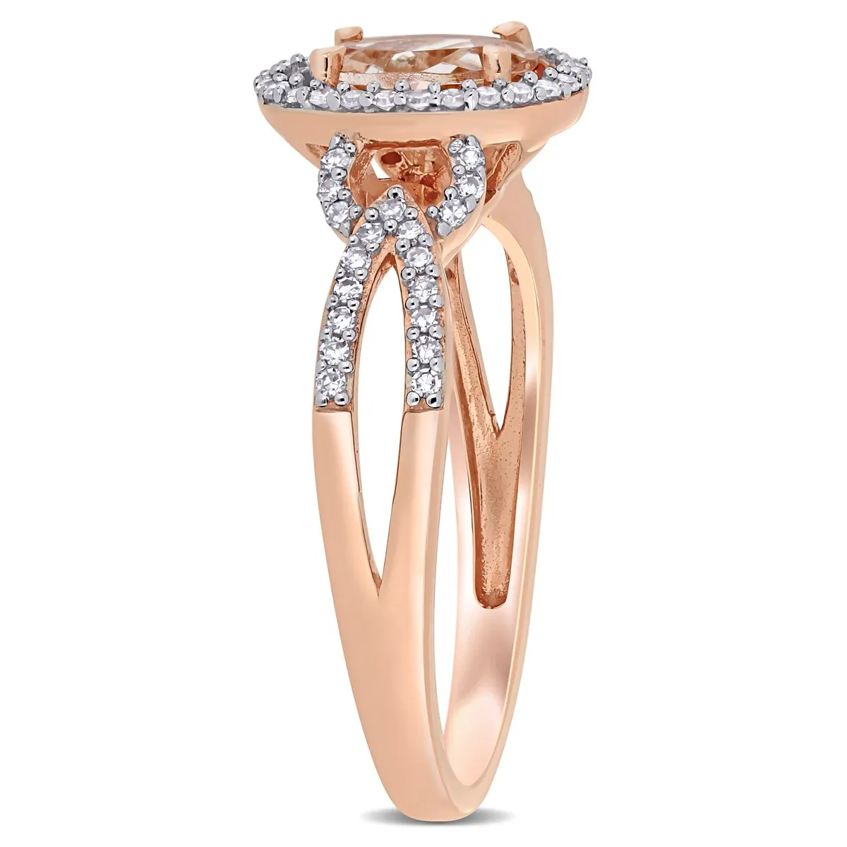 Miadora 14k Rose Gold Oval-cut Morganite and 3/4ct TDW Diamond Loop Halo Engagement Ring sold by Zulily product image thumbnail 2
