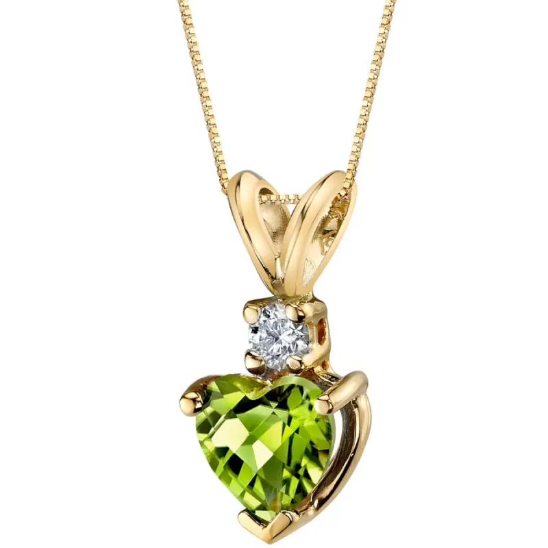 Oravo 14k Yellow Gold 0.75 ct Heart Shape Peridot and Diamond Pendant sold by Zulily