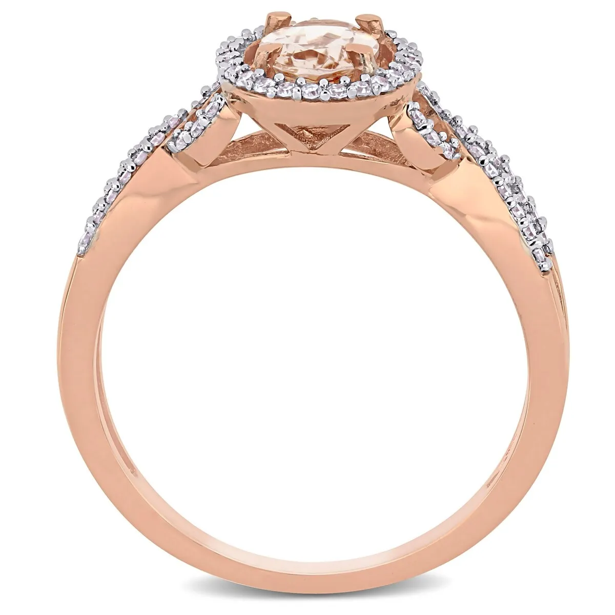 Miadora 14k Rose Gold Oval-cut Morganite and 3/4ct TDW Diamond Loop Halo Engagement Ring sold by Zulily product image thumbnail 3