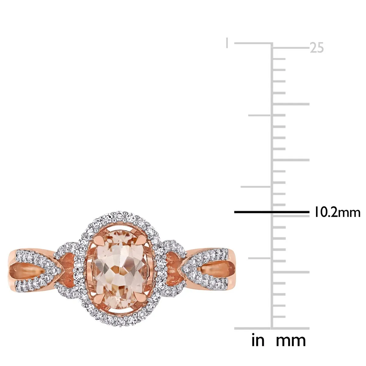 Miadora 14k Rose Gold Oval-cut Morganite and 3/4ct TDW Diamond Loop Halo Engagement Ring sold by Zulily product image thumbnail 4