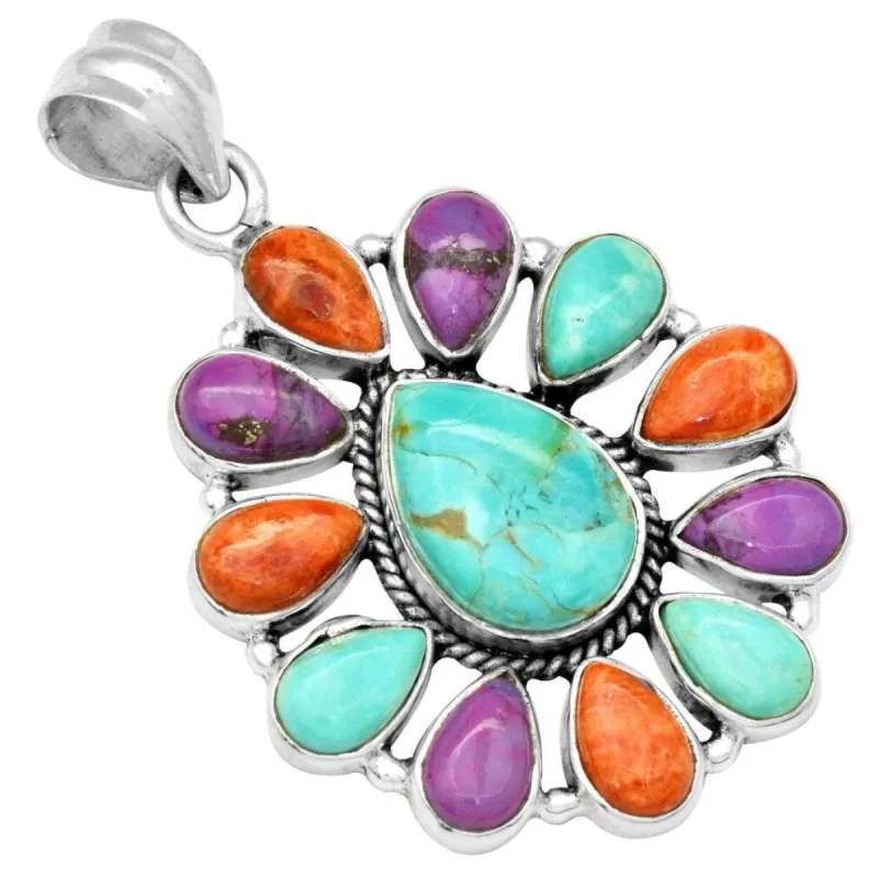 Mohave Turquoise Sterling Silver Cluster Pendant sold by Zulily