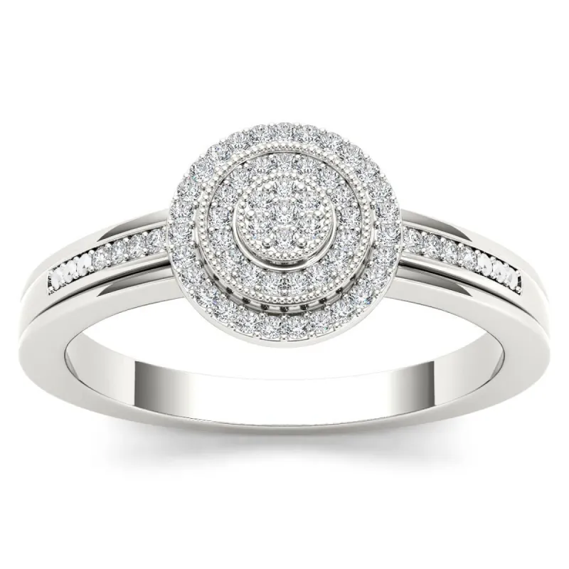 De Couer 10k White Gold 1/6ct TDW Diamond Halo Engagement Ring sold by Zulily
