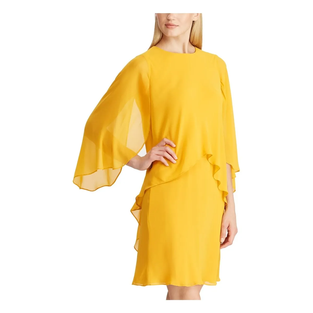 Ralph Lauren Women's 3/4 Sleeve Above The Knee Fit Flare Evening Dress Yellow Size 6 sold by Zulily product image thumbnail 3