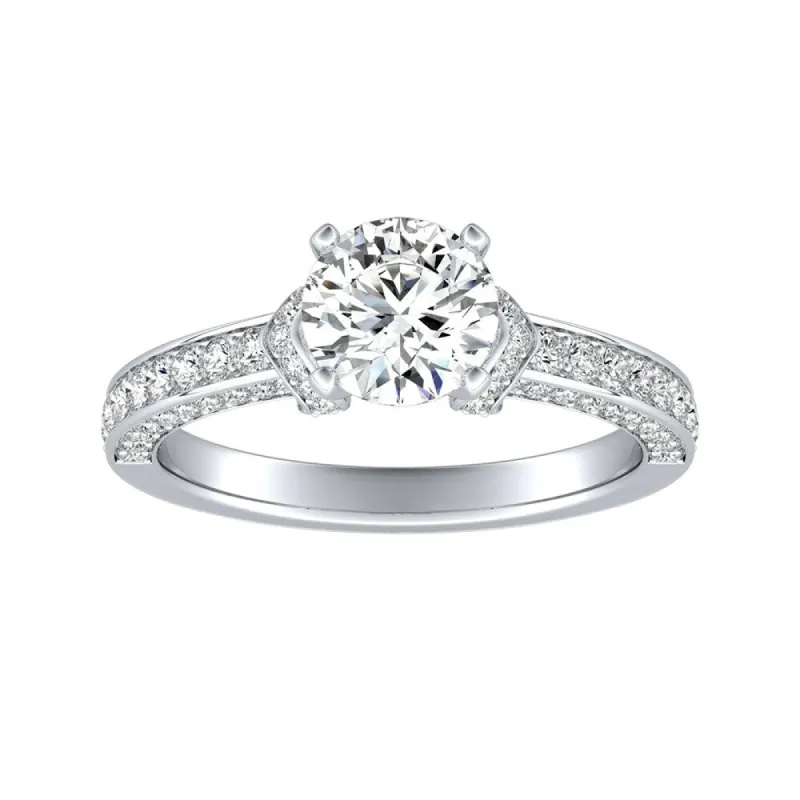 Auriya Round 3/4ct Moissanite and 3/8ct TDW Diamond Engagement Ring 14K Gold sold by Zulily