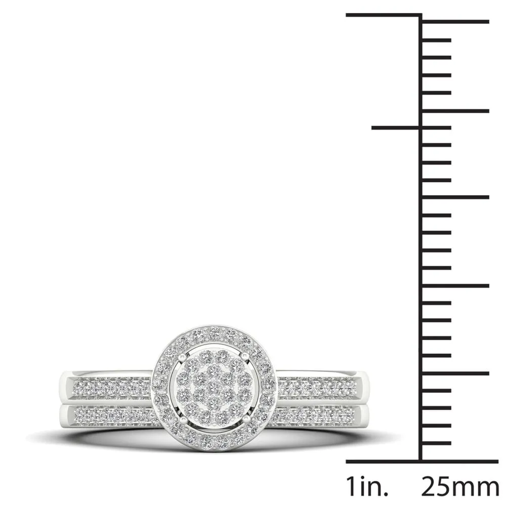 De Couer Sterling Silver 1/4 ct TDW Diamond Halo Birdal Ring sold by Zulily product image thumbnail 4