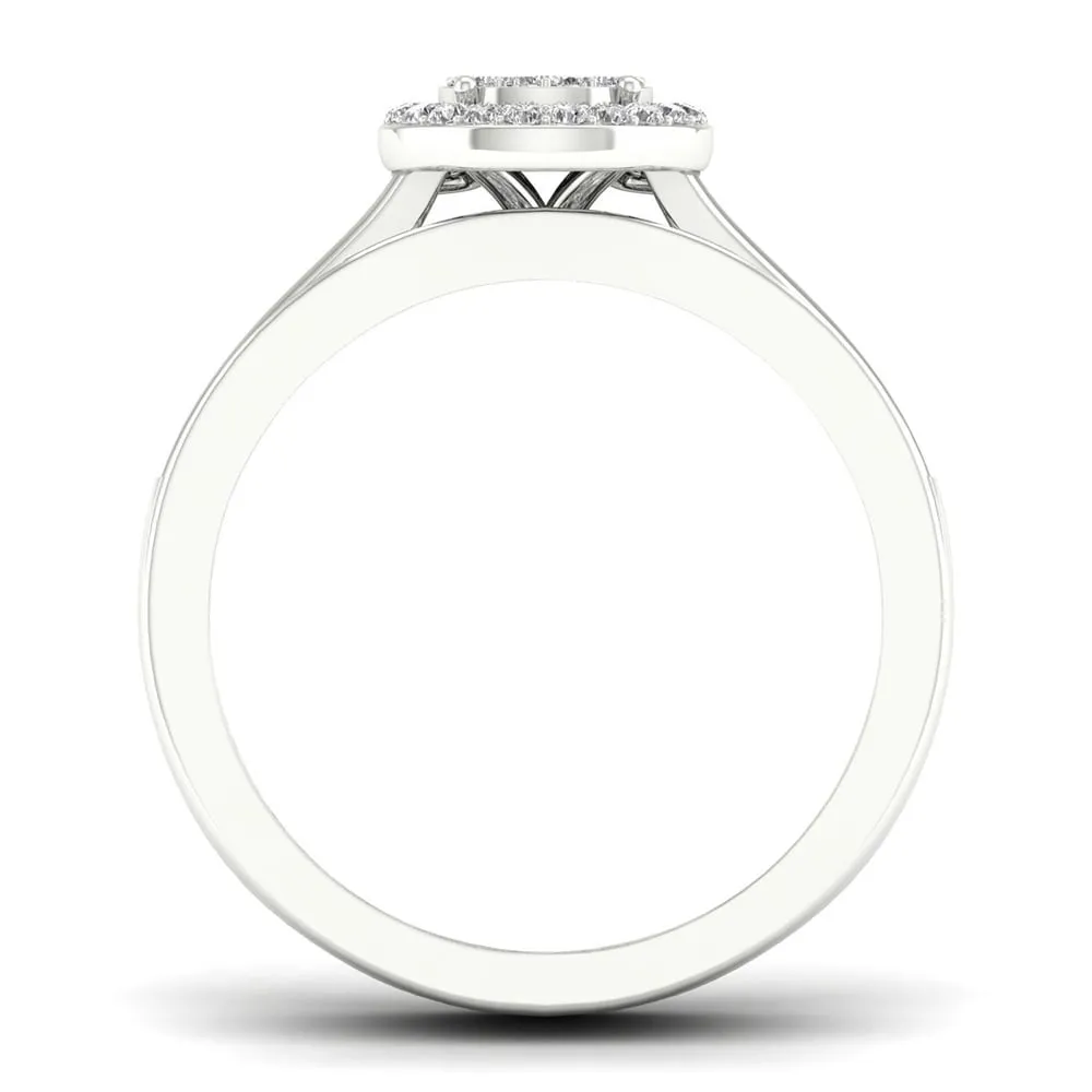 De Couer Sterling Silver 1/4 ct TDW Diamond Halo Birdal Ring sold by Zulily product image thumbnail 3