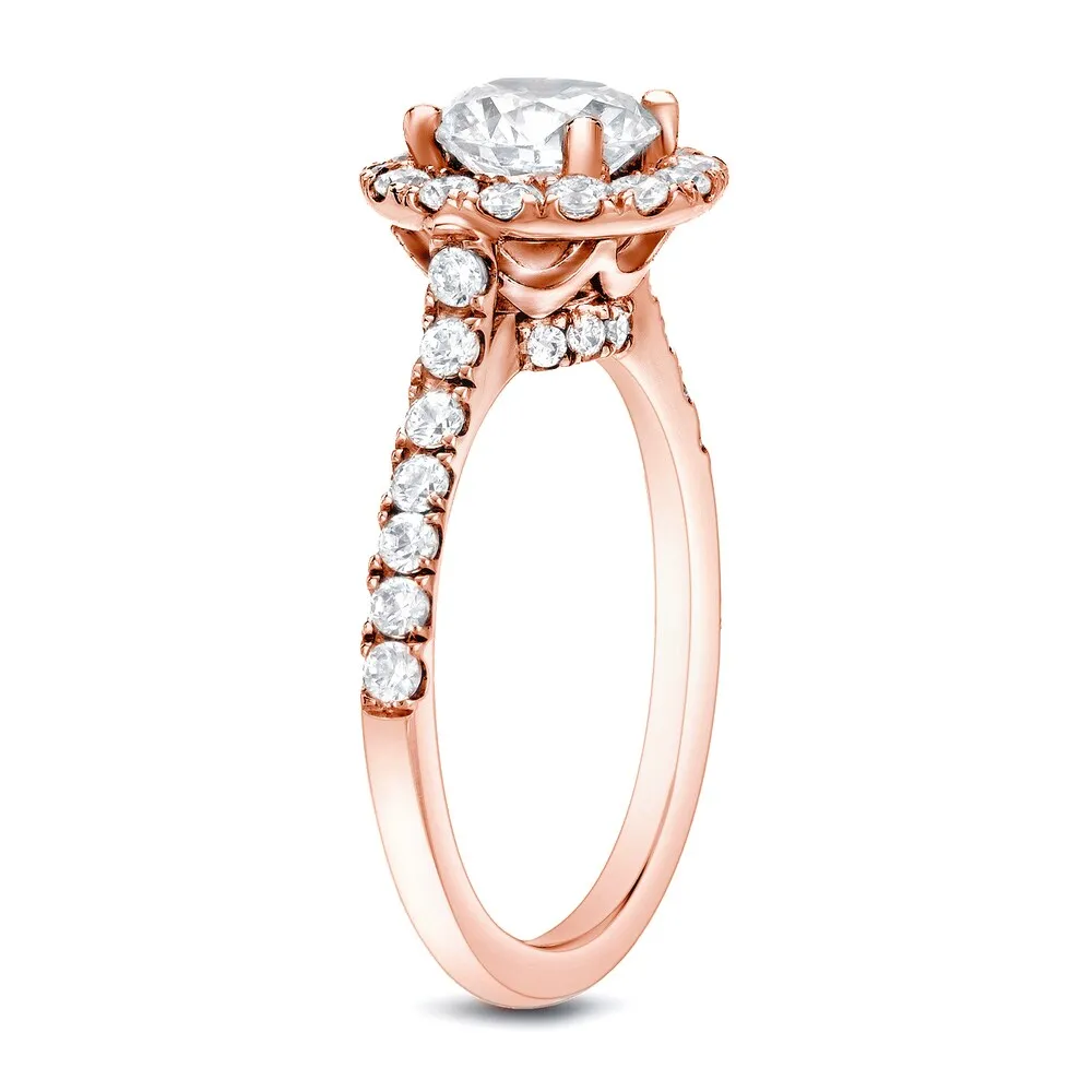 Auriya 14k Rose Gold 1 1/2ctw Round Halo Diamond Engagement Ring Certified sold by Zulily product image thumbnail 2