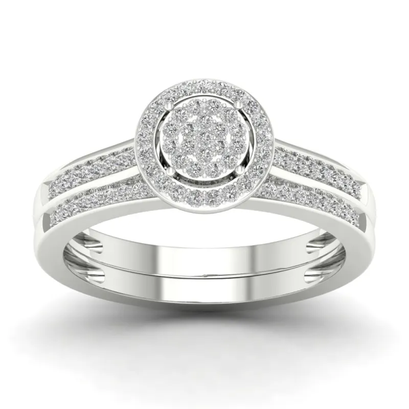 De Couer Sterling Silver 1/4 ct TDW Diamond Halo Birdal Ring sold by Zulily