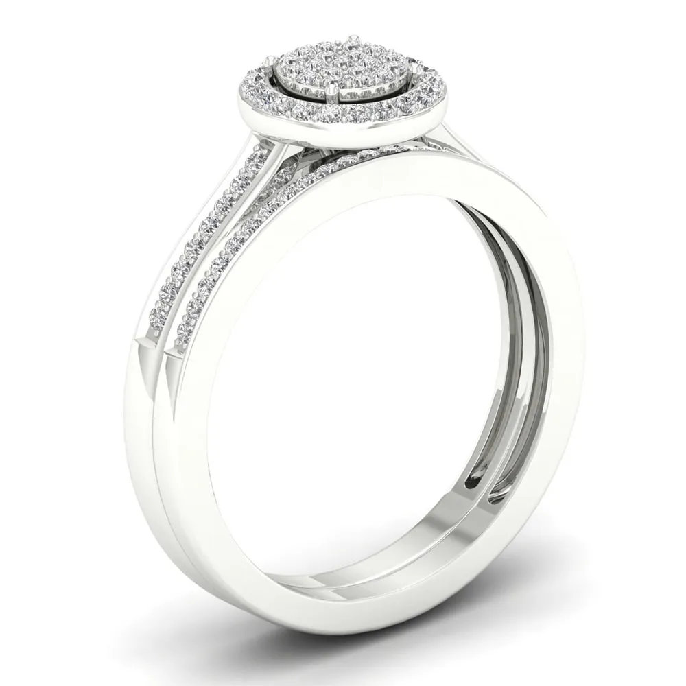 De Couer Sterling Silver 1/4 ct TDW Diamond Halo Birdal Ring sold by Zulily product image thumbnail 2