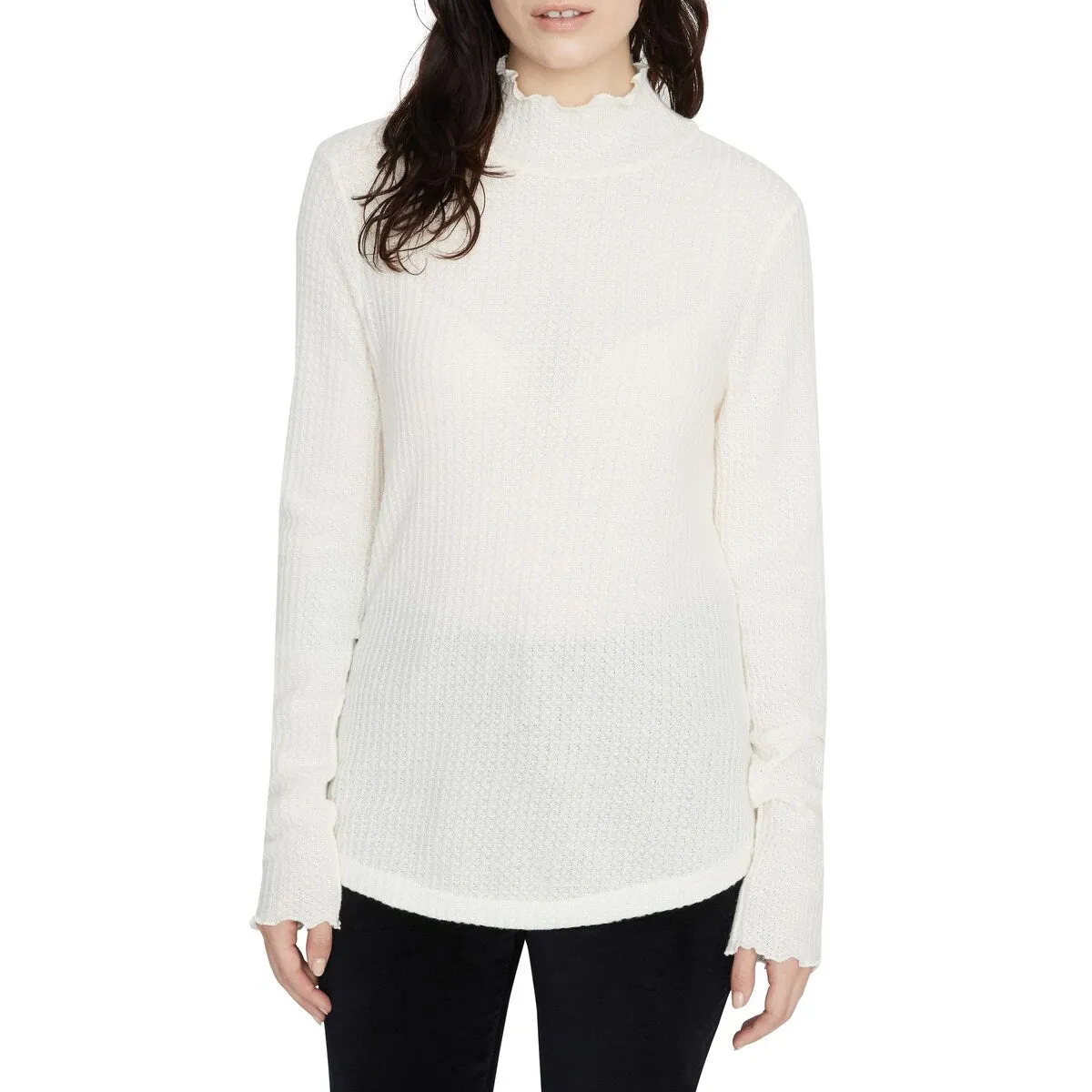 Sanctuary Women's Pearla Waffle Textured Mock Turtleneck Sweater White Size Small sold by Zulily