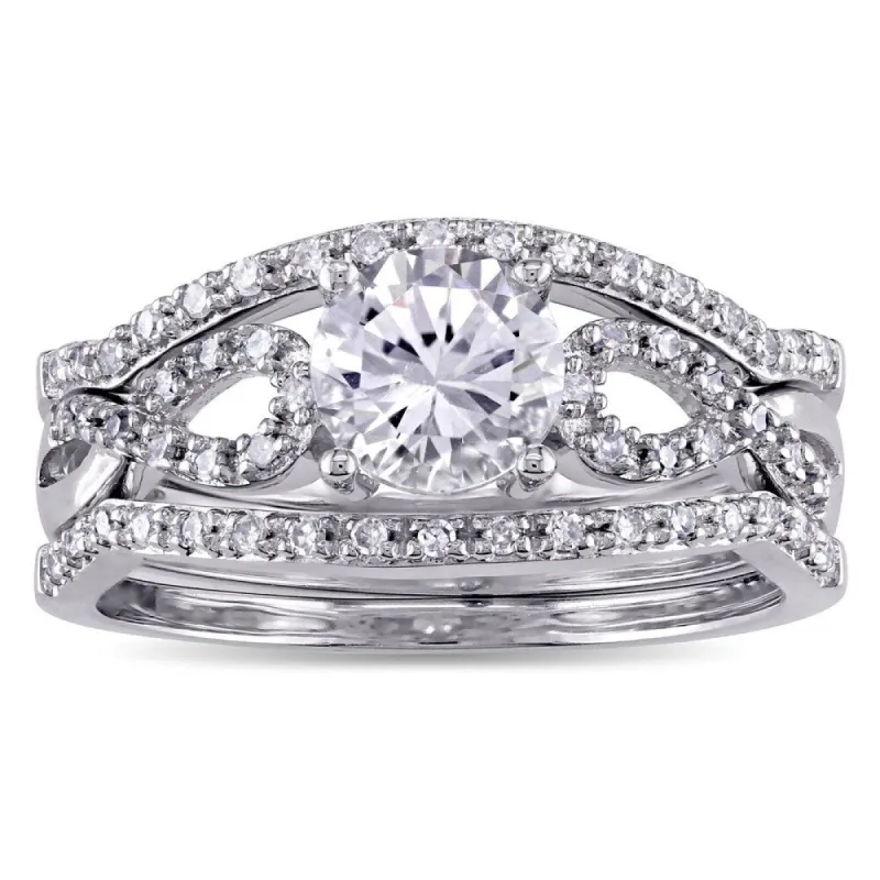 Miadora Signature Collection 10k White Gold Created White Sapphire and 1/4ct TDW Diamond Infinity 3- sold by Zulily